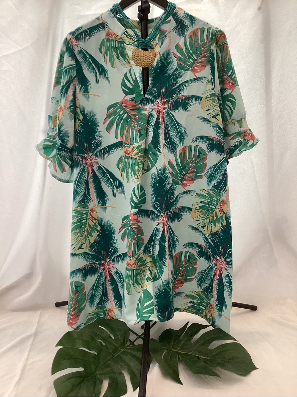 Men's Tropical Palm Print Shirt - Green
